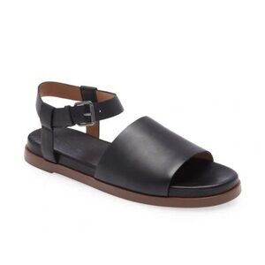 Madewell Noelle Black Leather Sandals with Brown Sole
